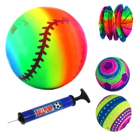 1 Rainbow PVC Ball Inflatable Sport Bounce Kick Classic Beach Football Pool Lake
