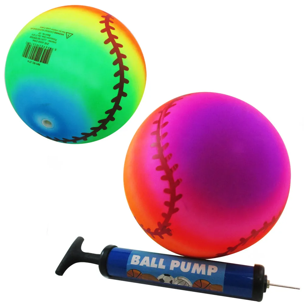 1 Rainbow PVC Ball Inflatable Sport Bounce Kick Classic Beach Football Pool Lake