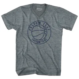 Basketball Custom Text Adult Tri-Blend V-neck T-shirt