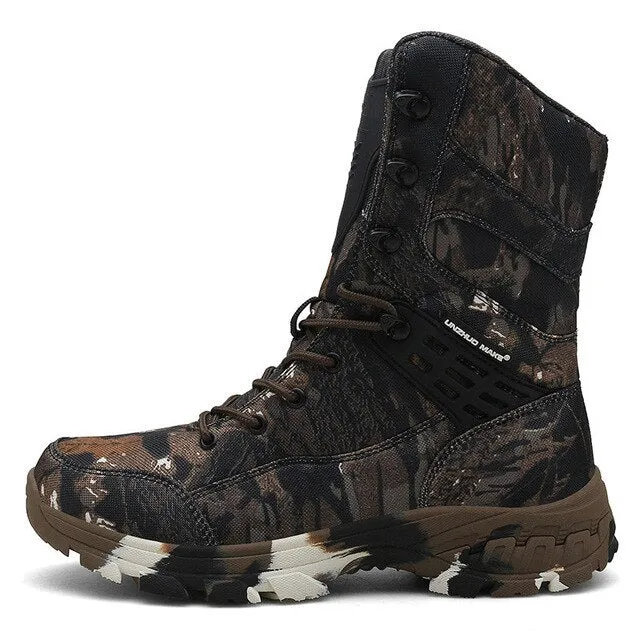 Field Combat Training High-Top Camo Tactical Boots Spring Autumn Outdoor Climbing Hunting Waterproof Non-slip Army Shoes 47 Size
