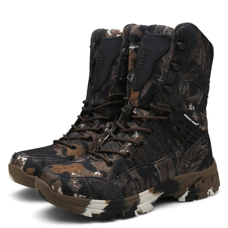 Field Combat Training High-Top Camo Tactical Boots Spring Autumn Outdoor Climbing Hunting Waterproof Non-slip Army Shoes 47 Size