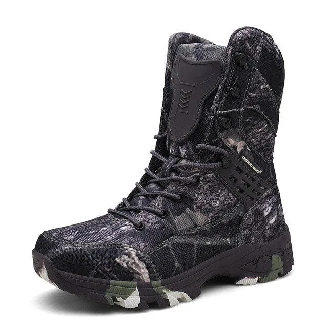 Field Combat Training High-Top Camo Tactical Boots Spring Autumn Outdoor Climbing Hunting Waterproof Non-slip Army Shoes 47 Size