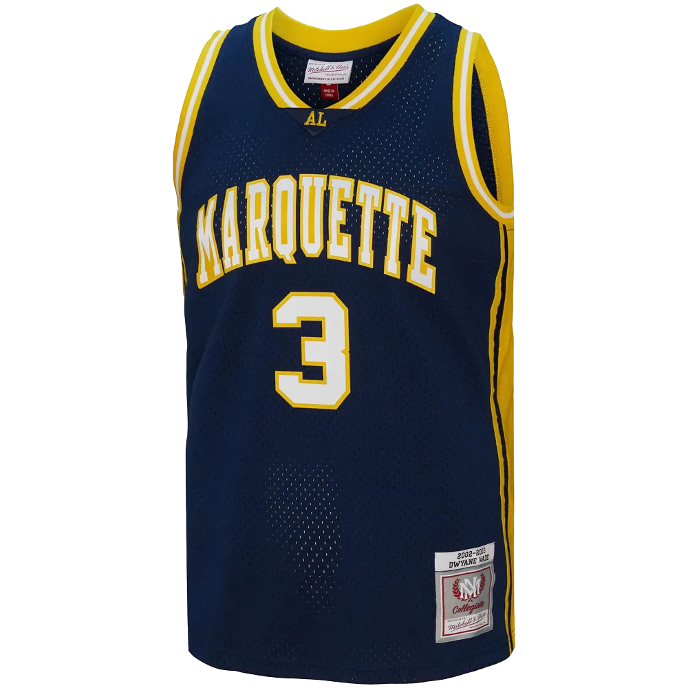 Men's Mitchell & Ness Men's Marquette Golden Eagles Dwyane Wade #3 Blue 2002-03 Swingman Throwback Jersey